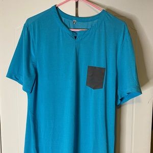 Lulu Lemon light blue dry shirt with fake pocket